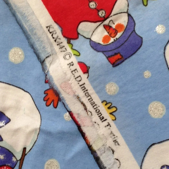 Christmas Flannel Fabric (1 Piece) Blue w Snowmen Quilting Sewing Material - Picture 2 of 3